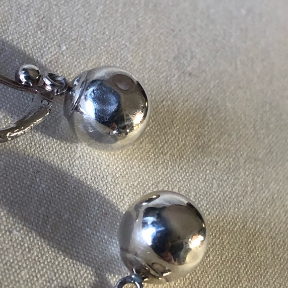 Sterling Silver .925 Vintage Ball Bead Dangle/Drop Earrings - Picture 5 of 8